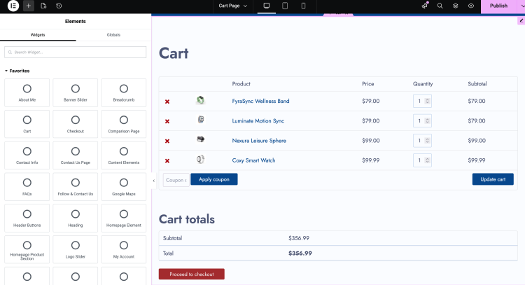 Ecommerce journeys across a WooCommerce website supported by Elementor